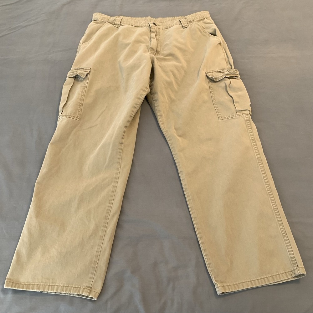 Wrangler Cargo Pants Mens 36x30 Beige Authentic Issue Cotton Workwear Casual
